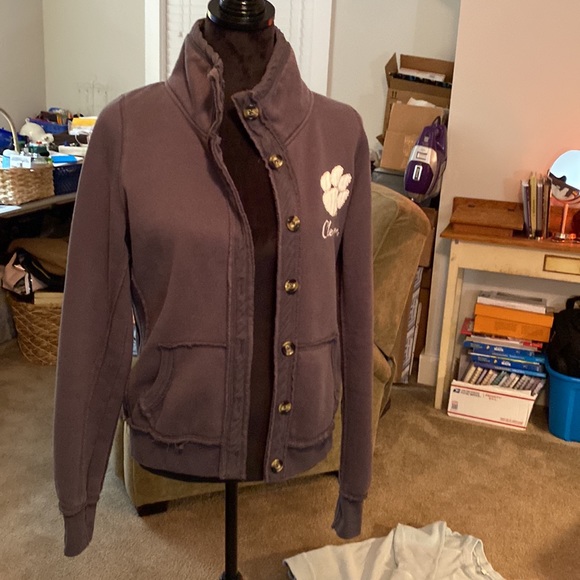 Gray Button-Up Jacket with White Logo - Picture 3 of 8